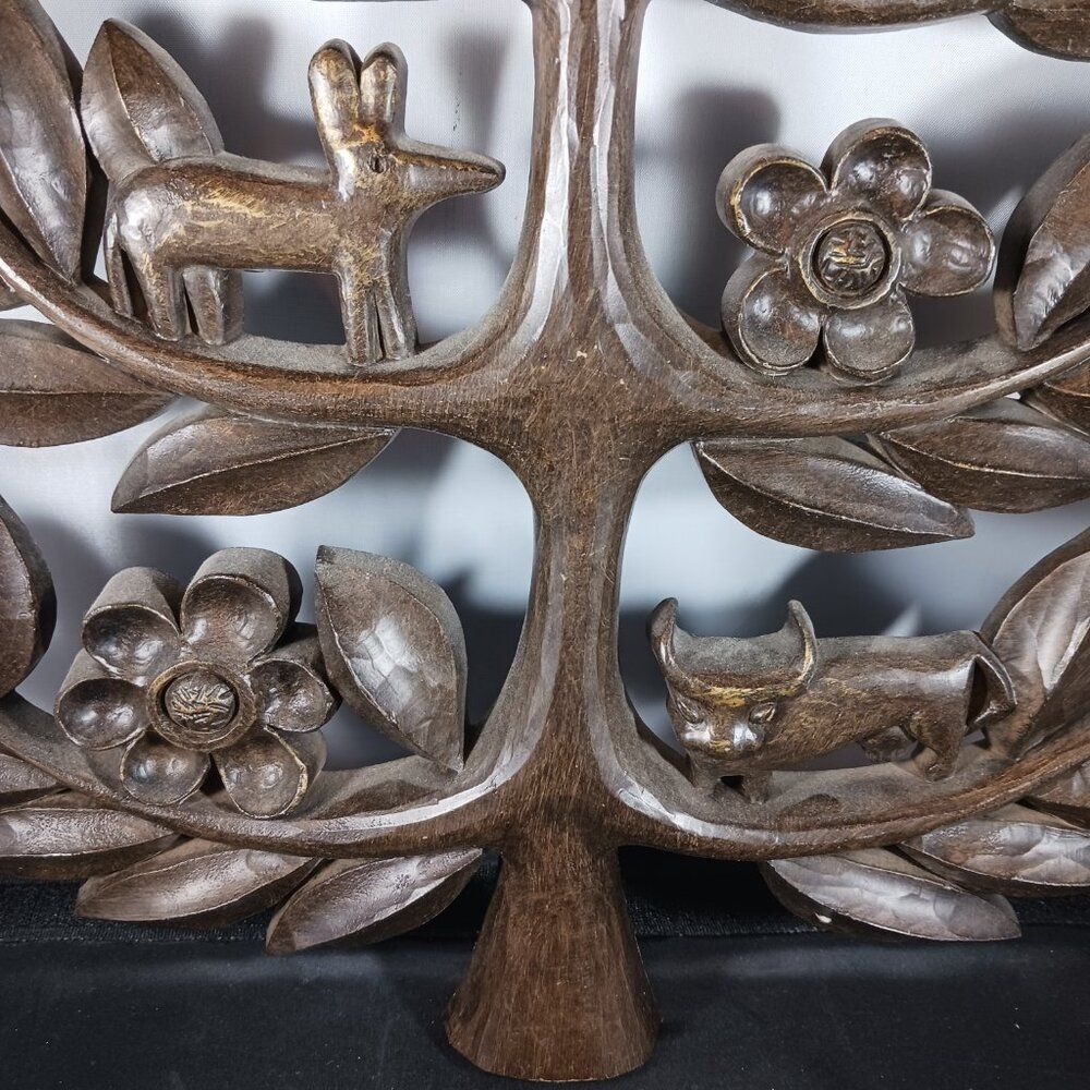 Vintage Homco Tree of Life Wall Plaque MCM Folk Art 1963 Made in USA - Picture 4 of 8